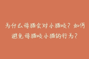 为什么母猫会对小猫咬?如何避免母猫咬小猫的行为?