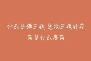 什么是猫三联 宠物三联针疫苗是什么疫苗-动物百科