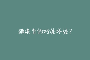 猫绝育的好处坏处?-动物百科