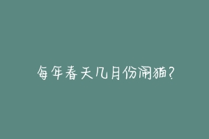 每年春天几月份闹猫?-动物百科