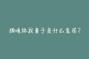 猫咪舔我鼻子是什么意思?-动物百科