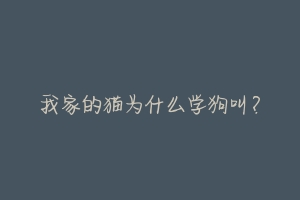 我家的猫为什么学狗叫?-动物百科