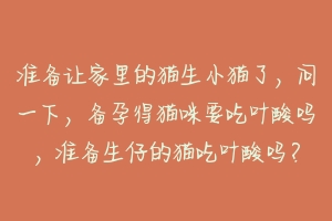 准备让家里的猫生小猫了,问一下,备孕得猫咪要吃叶酸吗,准备生仔的猫吃叶酸吗?-动物百科
