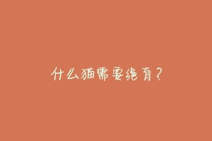 什么猫需要绝育?-动物百科