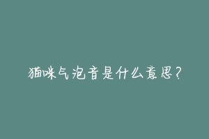 猫咪气泡音是什么意思?-动物百科