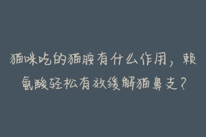 猫咪吃的猫胺有什么作用,赖氨酸轻松有效缓解猫鼻支?-动物百科