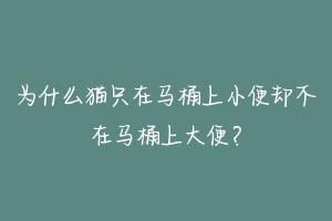 为什么猫只在马桶上小便却不在马桶上大便?-动物百科