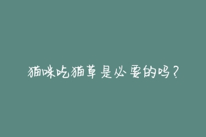 猫咪吃猫草是必要的吗?-动物百科