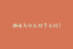 猫咪为什么对芋头好?-动物百科