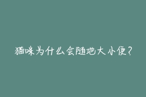 猫咪为什么会随地大小便?-动物百科