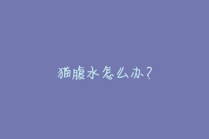 猫腹水怎么办?-动物百科