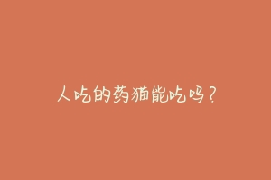 人吃的药猫能吃吗？-动物百科
