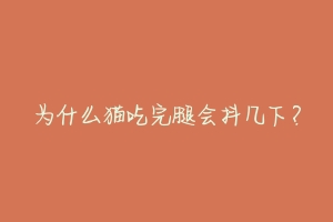 为什么猫吃完腿会抖几下?-动物百科