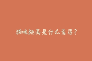 猫咪跳高是什么意思?-动物百科
