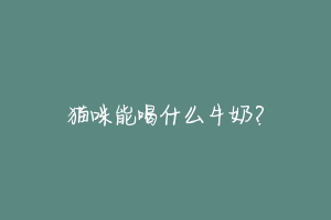 猫咪能喝什么牛奶?-动物百科