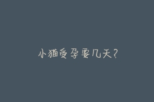 小猫受孕要几天?-动物百科