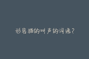 形容猫的叫声的词语?-动物百科