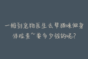 一般到宠物医生去帮猫咪做身体检查~要多少钱的呢?-动物百科