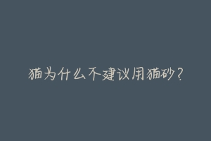 猫为什么不建议用猫砂?-动物百科