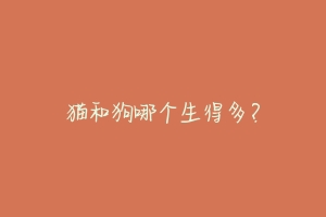 猫和狗哪个生得多?-动物百科