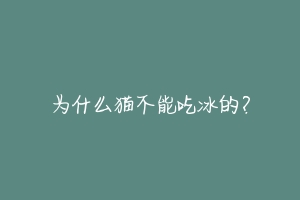 为什么猫不能吃冰的?-动物百科