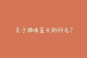 关于猫咪歪头的网名?-动物百科