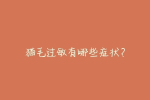 猫毛过敏有哪些症状？-动物百科