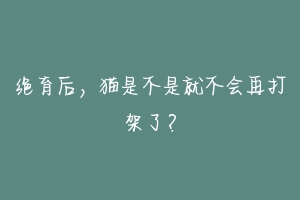 绝育后,猫是不是就不会再打架了?-动物百科