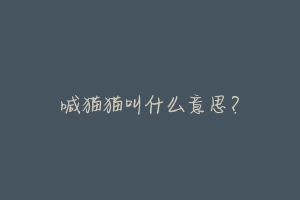 喊猫猫叫什么意思?-动物百科