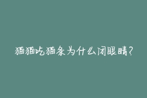 猫猫吃猫条为什么闭眼睛？-动物百科