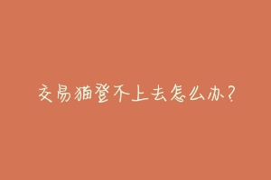 交易猫登不上去怎么办?-动物百科