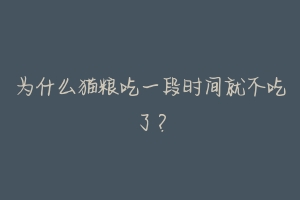 为什么猫粮吃一段时间就不吃了?-动物百科
