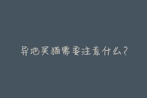 异地买猫需要注意什么？-动物百科