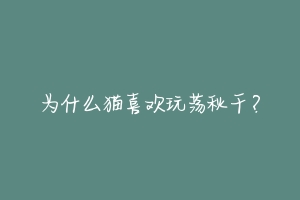 为什么猫喜欢玩荡秋千？-动物百科