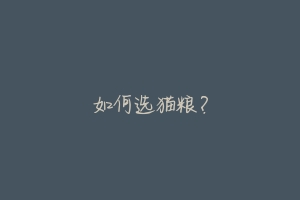 如何选猫粮?-动物百科