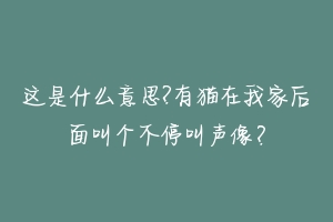 这是什么意思?有猫在我家后面叫个不停叫声像?-动物百科
