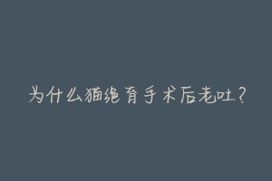 为什么猫绝育手术后老吐？-动物百科