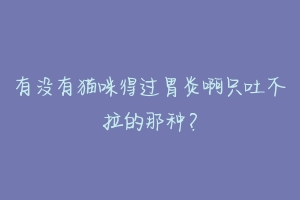 有没有猫咪得过胃炎啊只吐不拉的那种?-动物百科