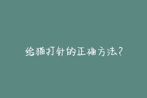 给猫打针的正确方法?-动物百科