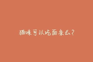 猫咪可以吃面条么?-动物百科