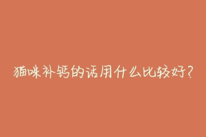 猫咪补钙的话用什么比较好?-动物百科