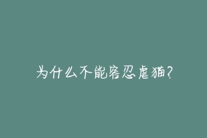 为什么不能容忍虐猫?-动物百科